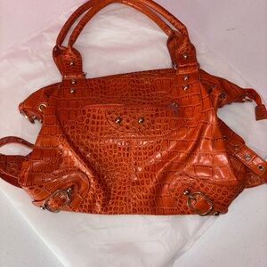Array Orange Shoulder Bag with Textured Design
